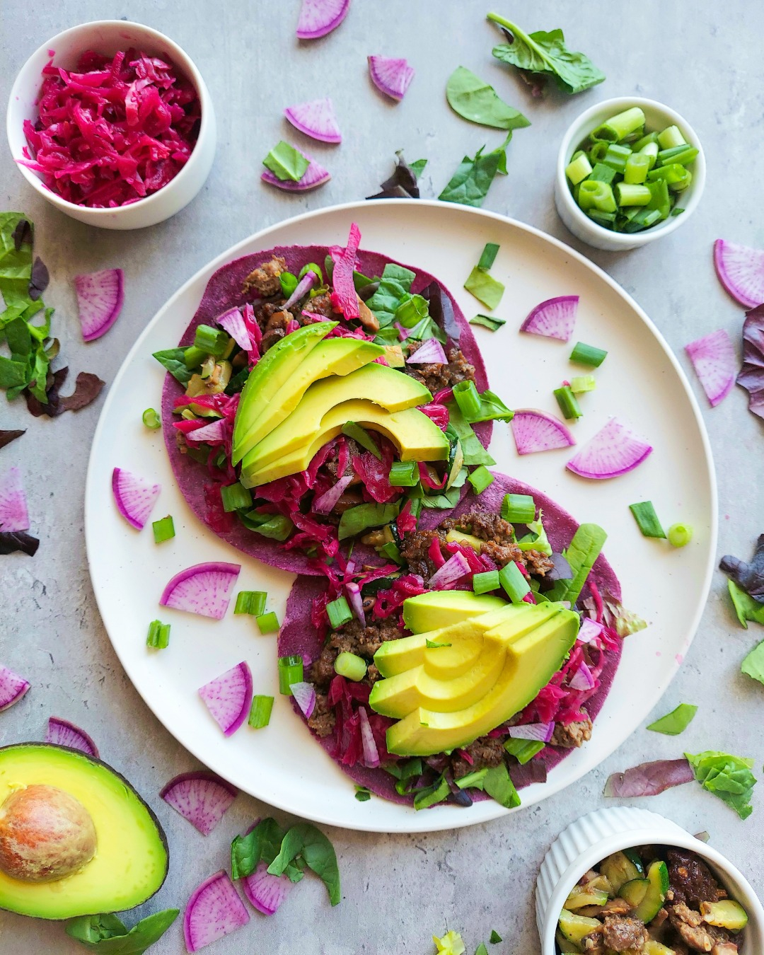 Gut Friendly Bison and Veggie Tacos - Colorful Superfoodie