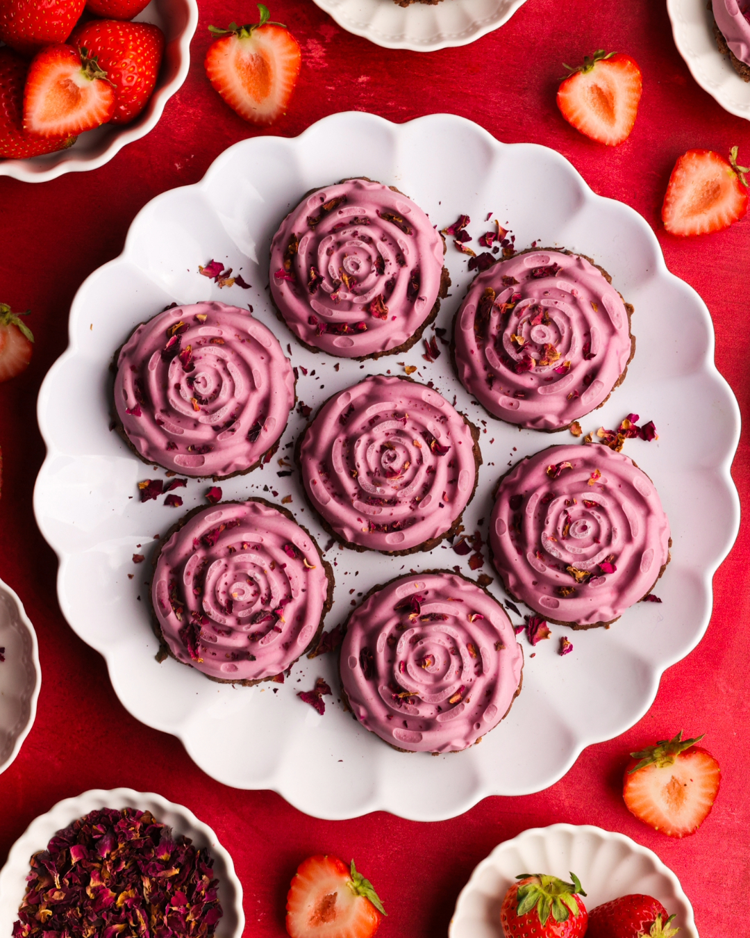 Strawberry Rose Cheesecakes