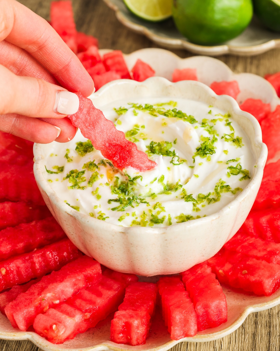 Watermelon Fries with a Honey Lime Yogurt Dip