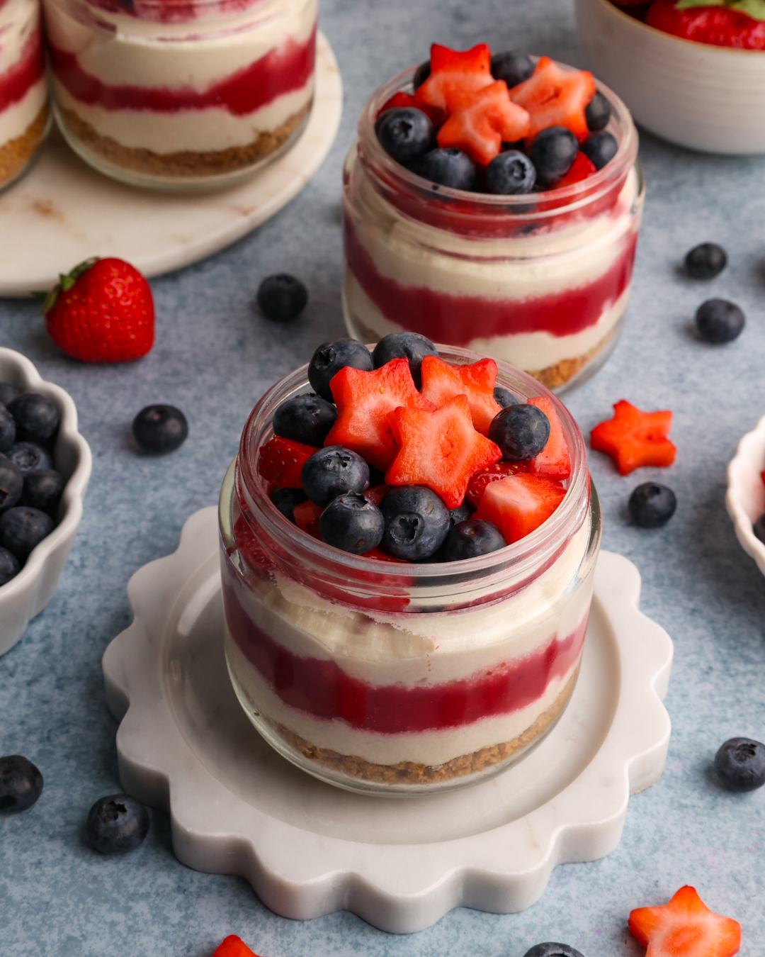 Patriotic Berry Cheesecake Parfaits