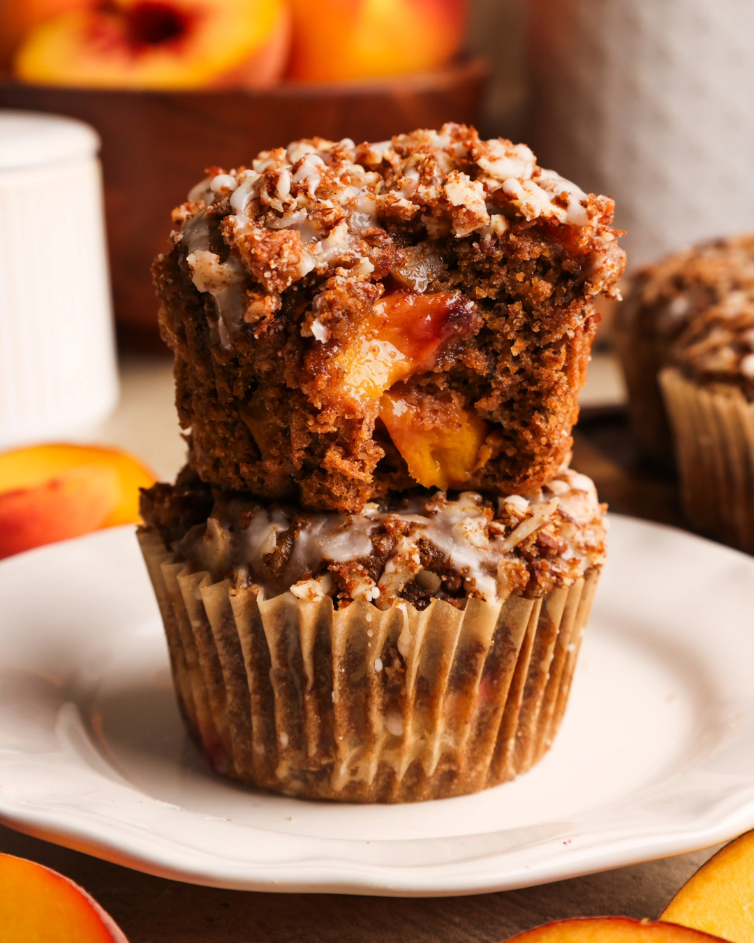 Chai Peach Streusel Muffins