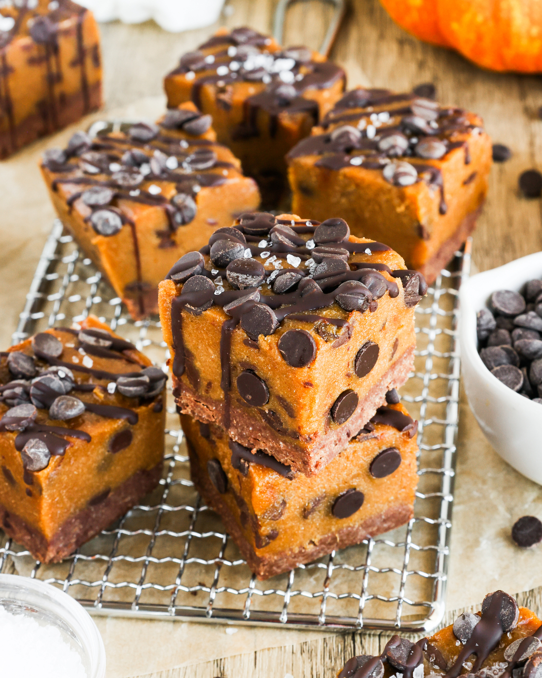 Pumpkin Chocolate Chip Cookie Dough Squares