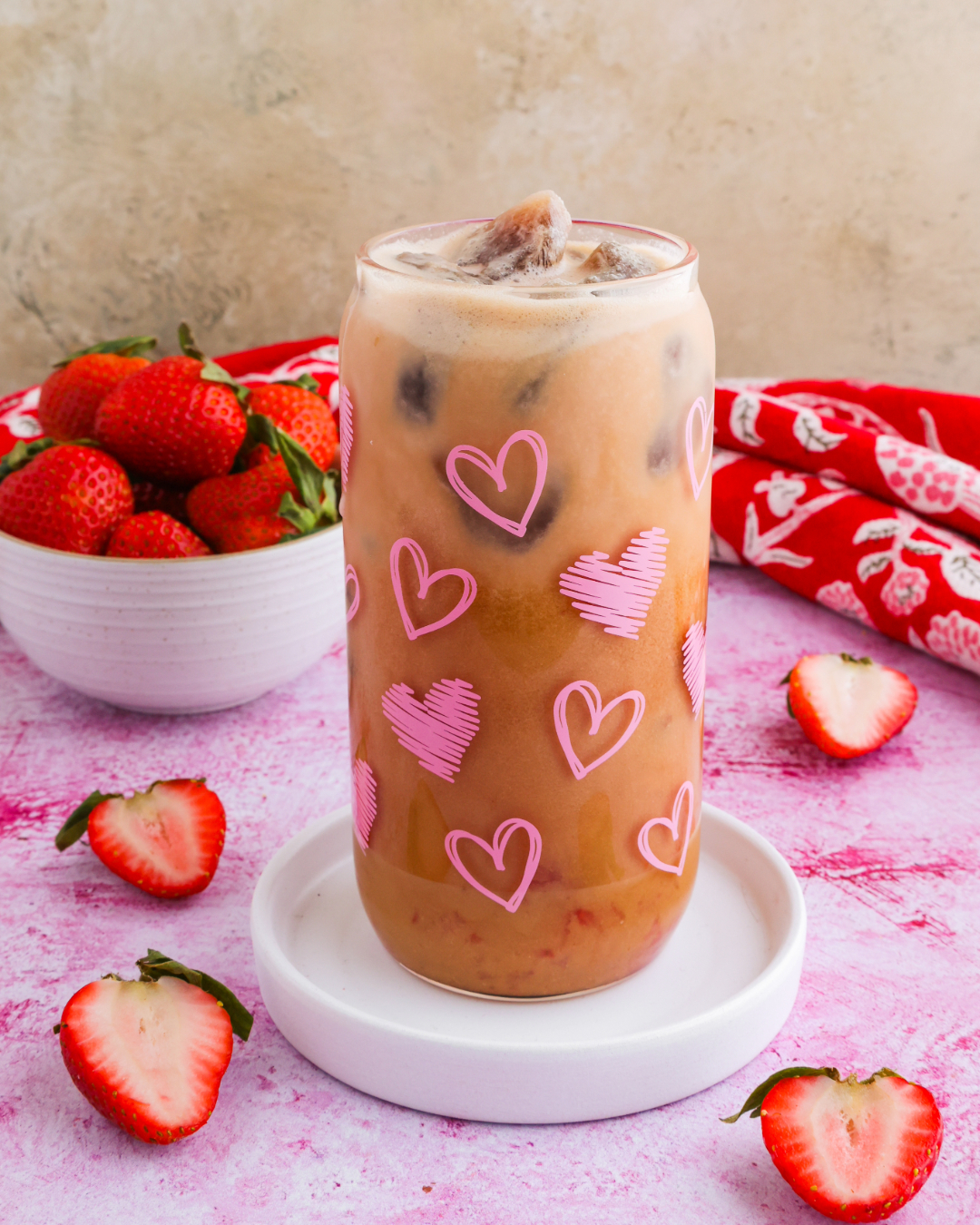 Strawberries N' Cream Iced Latte Colorful Superfoodie