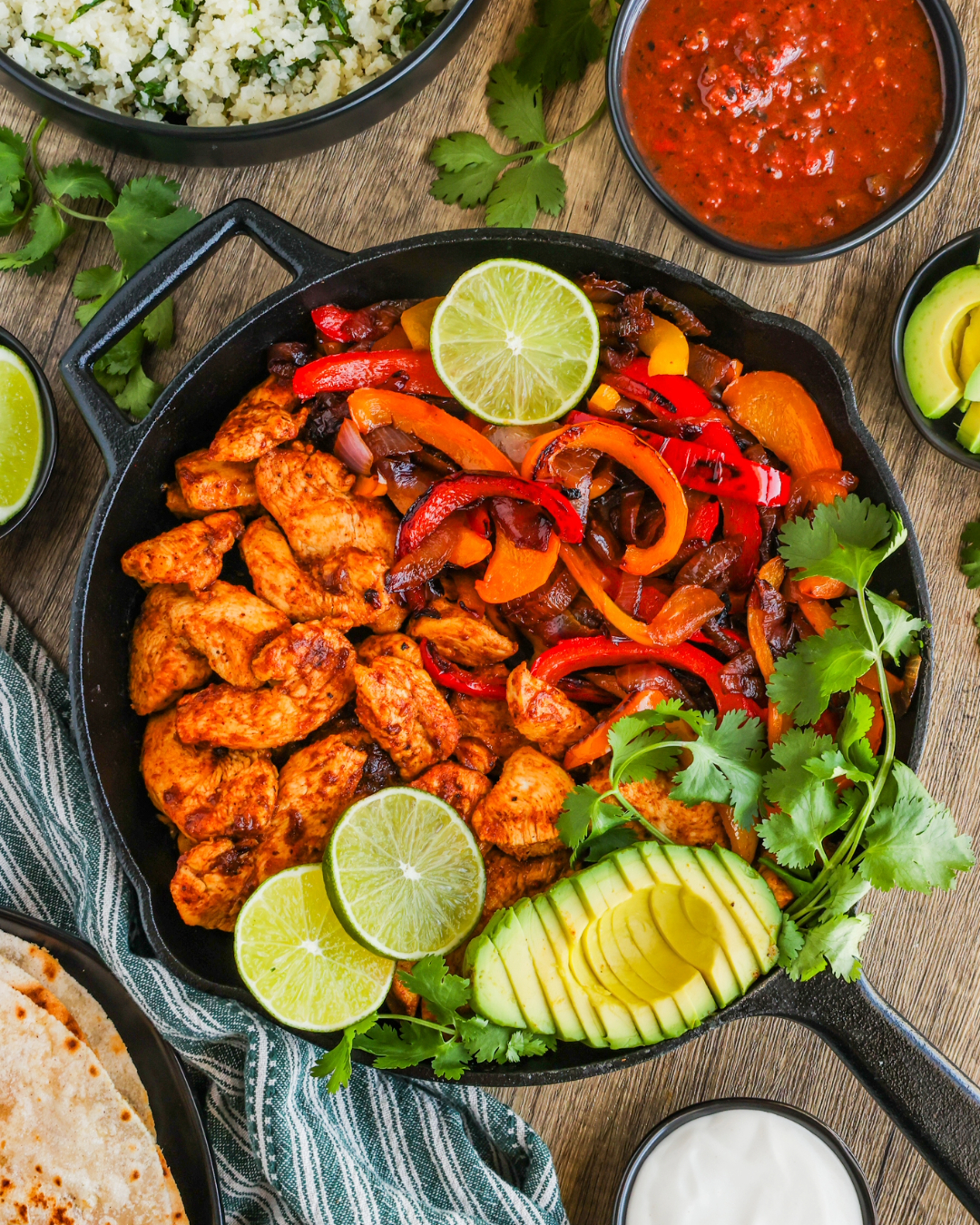 Chicken Fajitas with Cilantro Lime Cauli-rice