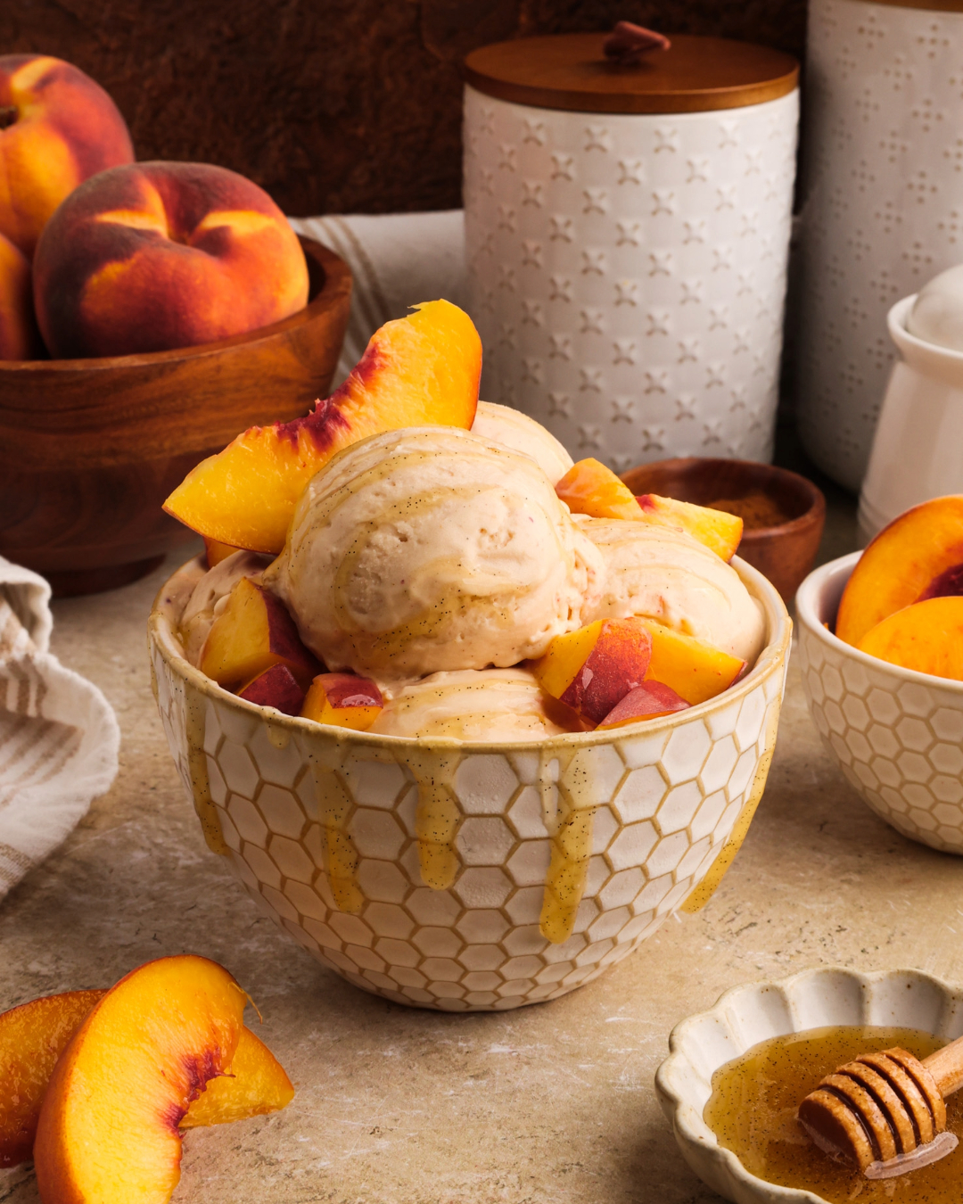 Honey Vanilla Peach Ice Cream