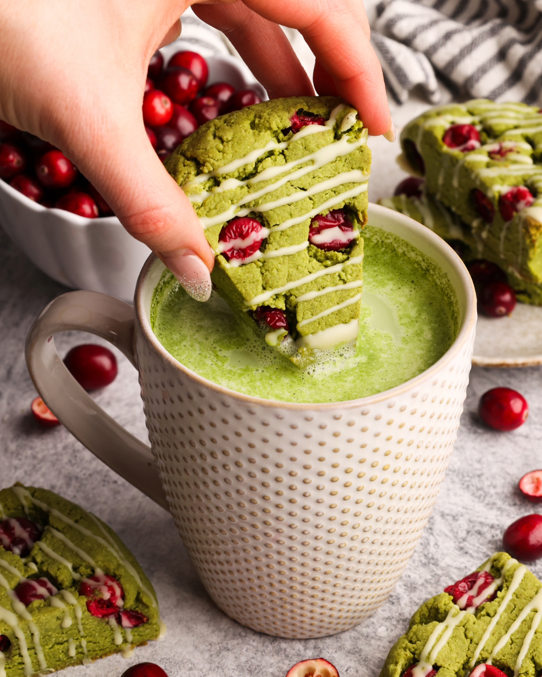 Cranberry Matcha Scones
