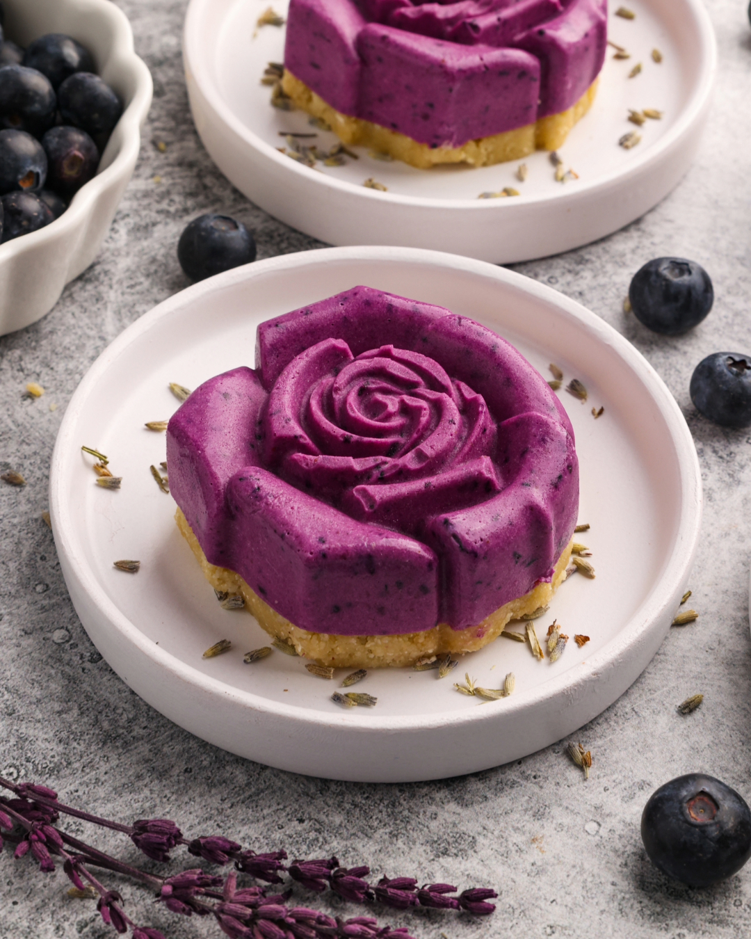 Mini Blueberry Lavender Cheesecakes