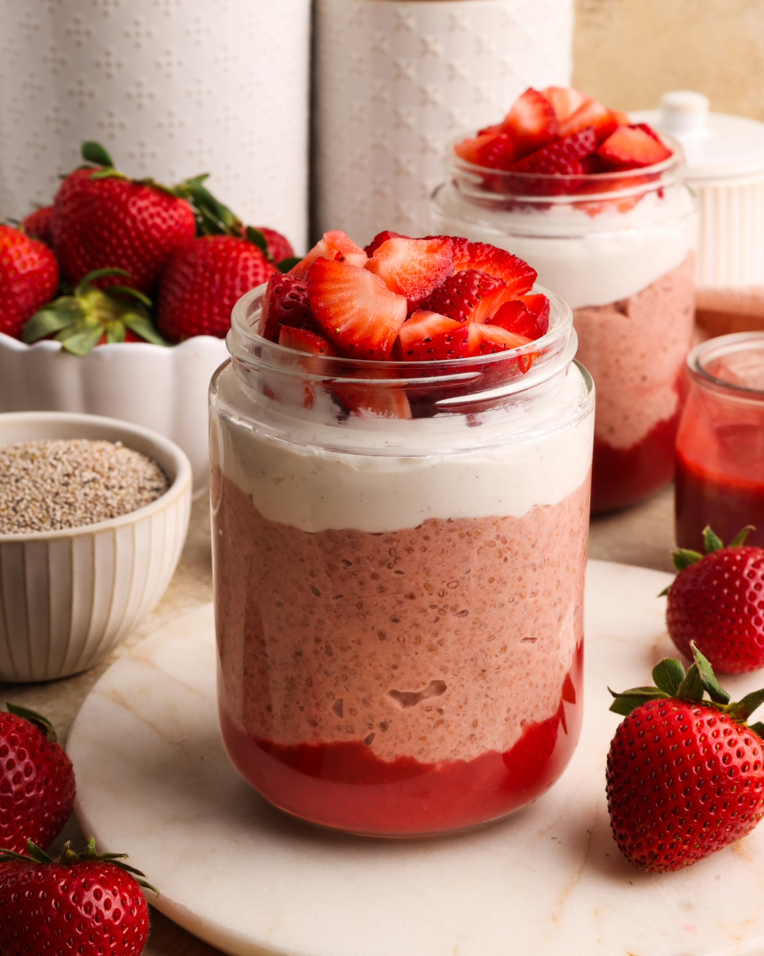 Strawberries N’ Cream Chia Pudding Parfait