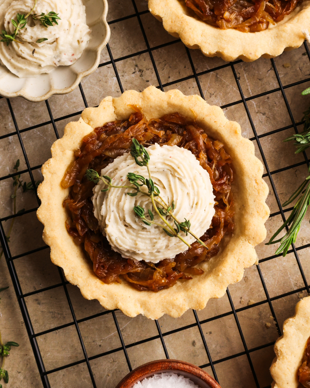 Caramelized Onion and “Goat” Cheese Tarts