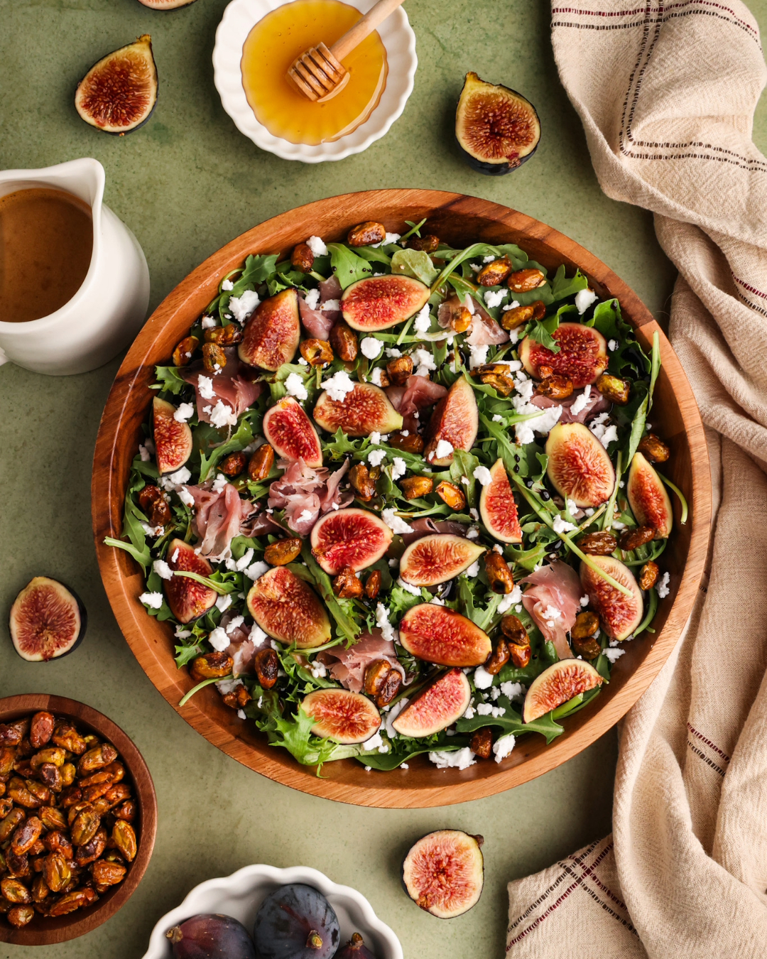 Fig Balsamic Salad with Candied Pistachios and Prosciutto